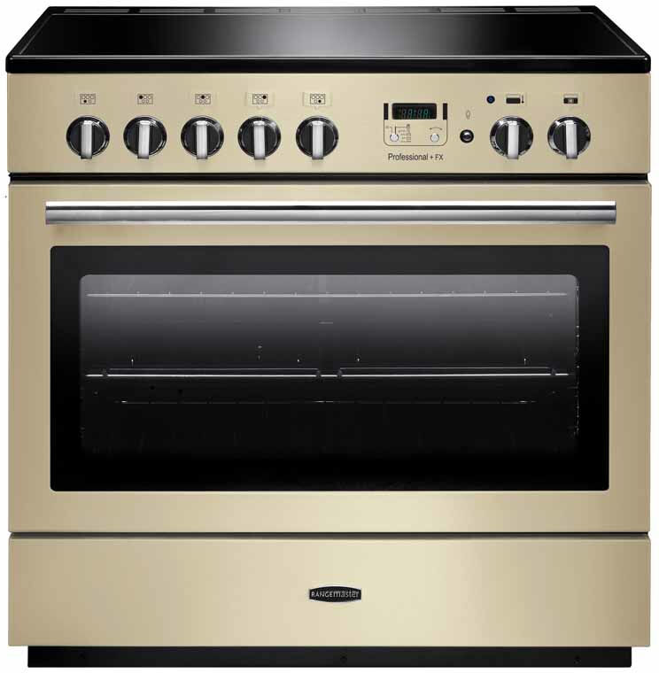 Rangemaster Professional Plus FX PROP90FXEICR 90cm Wide Cream Induction Freestanding Range Cooker - Chrome Trim