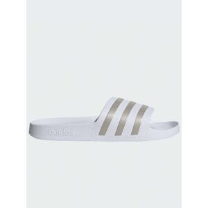 Adidas Womens White Platinum Metallic Adilette Aqua Slide - Female - White