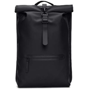 Rains Unisex Black Rolltop Backpack - Male - Black