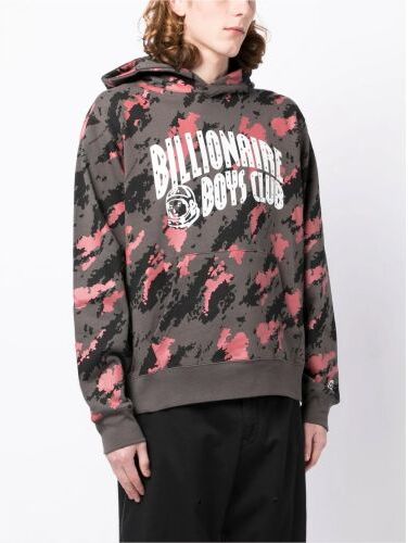 Billionaire Boys Club Mens Grey Camo Arch Logo Popover  Hoodie - Male - Grey