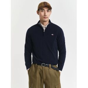 GANT Mens Marine Superfine Lambswool Half Zip Sweater - Male - Blue - XX-Large GANT Mens Marine Superfine Lambswool Half Zip Sweater - Male - Blue - XX-Large