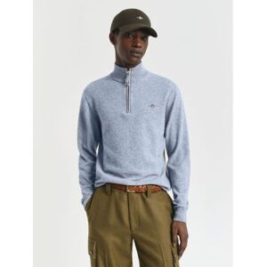 GANT Mens Ice Blue Melange Superfine Lambswool Half Zip Sweater - Male - Blue - XX-Large GANT Mens Ice Blue Melange Superfine Lambswool Half Zip Sweater - Male - Blue - XX-Large