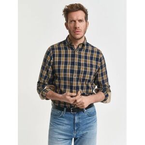 GANT Mens Evening Blue Regular Fit Checked Windblown Flannel Shirt - Male - Blue - XX-Large GANT Mens Evening Blue Regular Fit Checked Windblown Flannel Shirt - Male - Blue - XX-Large