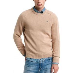 GANT Mens Dark Sand Melange Casual Cotton Crew Neck Sweatshirt - Male - Beige - X-Large GANT Mens Dark Sand Melange Casual Cotton Crew Neck Sweatshirt - Male - Beige - X-Large
