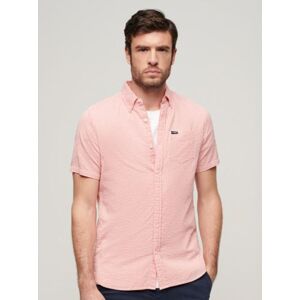 Superdry Mens Pink Gingham Seersucker Short Sleeve Shirt - Pink Superdry Mens Pink Gingham Seersucker Short Sleeve Shirt - Pink