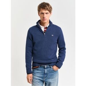 GANT Mens Dark Jeans Blue Melange Casual Cotton Half Zip Sweatshirt - Male - Blue - XX-Large GANT Mens Dark Jeans Blue Melange Casual Cotton Half Zip Sweatshirt - Male - Blue - XX-Large
