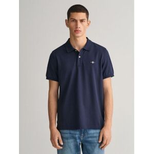 GANT Mens Evening Blue Shield Pique Polo Shirt - Male - Blue - XX-Large GANT Mens Evening Blue Shield Pique Polo Shirt - Male - Blue - XX-Large