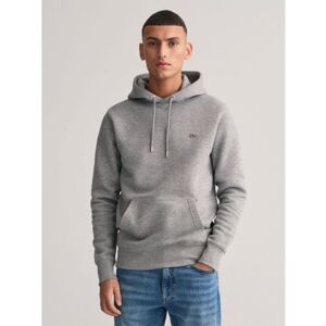 GANT Mens Grey Melange Shield Hoodie - Male - Grey - XX-Large GANT Mens Grey Melange Shield Hoodie - Male - Grey - XX-Large