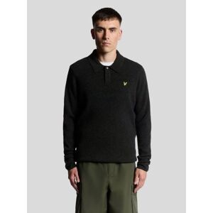 Lyle and Scott Mens Jet Black Marl Lambswool Blend Rugby Jumper - Male - Black - XX-Large Lyle and Scott Mens Jet Black Marl Lambswool Blend Rugby Jumper - Male - Black - XX-Large