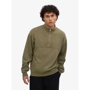 Colorful Standard Mens Dusty Olive Organic Quarter Zip Sweatshirt - Green Colorful Standard Mens Dusty Olive Organic Quarter Zip Sweatshirt - Green