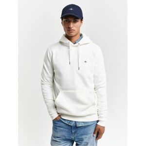 GANT Mens Eggshell Shield Hoodie - Male - Off-White - X-Large GANT Mens Eggshell Shield Hoodie - Male - Off-White - X-Large