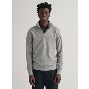 GANT Mens Grey Melange Shield Half Zip Sweatshirt - Male - Grey - Medium GANT Mens Grey Melange Shield Half Zip Sweatshirt - Male - Grey - Medium