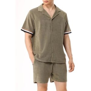 BOSS Mens Beige Khaki Terry Beach Shirt - Male - Beige - Medium BOSS Mens Beige Khaki Terry Beach Shirt - Male - Beige - Medium