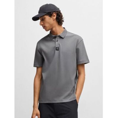 HUGO Mens Open Grey Deabono D Interlock Polo Shirt - Male - Grey - Small HUGO Mens Open Grey Deabono D Interlock Polo Shirt - Male - Grey - Small