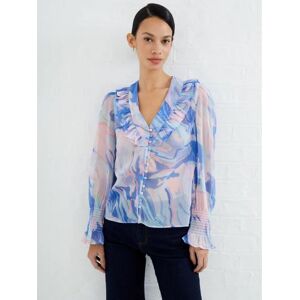 French Connection Womens Baja Blue Dalla Recy Hallie V-Neck Blouse - Blue French Connection Womens Baja Blue Dalla Recy Hallie V-Neck Blouse - Blue
