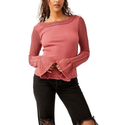 Free People Womens Mauve Cuffing Season Top - Female - Pink - Small Free People Womens Mauve Cuffing Season Top - Female - Pink - Small
