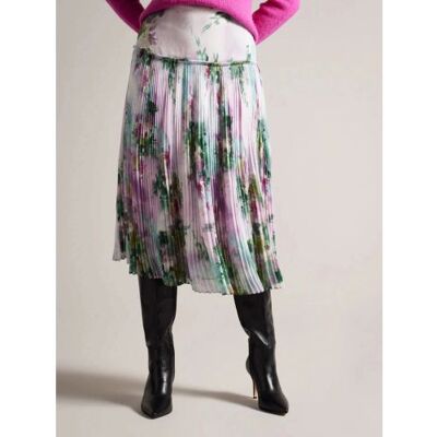 Ted Baker Womens Grey Printed Pleated Skirt - Female - Grey - 8 Ted Baker Womens Grey Printed Pleated Skirt - Female - Grey - 8