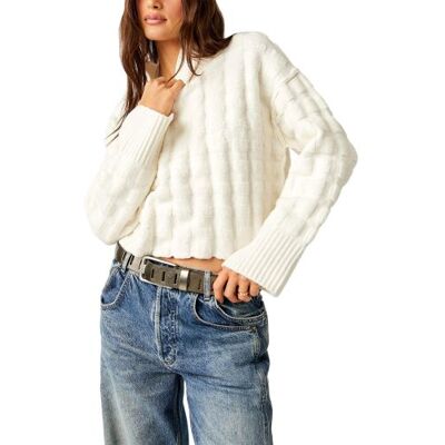Free People Womens Ivory Soul Searcher Jumper - Female - Off-White - Large Free People Womens Ivory Soul Searcher Jumper - Female - Off-White - Large