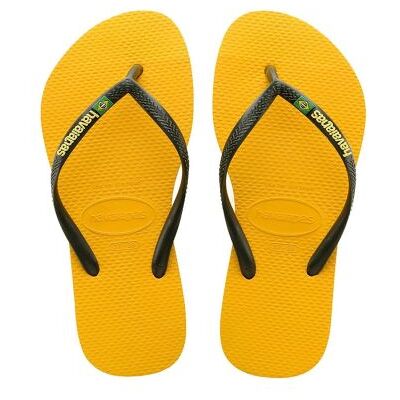 Havaianas Kids Banana Yellow Logo Slim Flip Flop - Unisex - Yellow - BR 27 28 Havaianas Kids Banana Yellow Logo Slim Flip Flop - Unisex - Yellow - BR 27 28