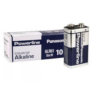10 x Panasonic Powerline 9V 6LR61AD Industrial Alkaline Batteries