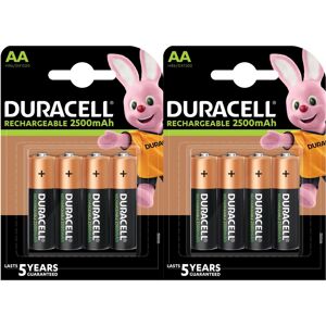 Duracell Rechargeable Batteries AA NiMH 2500mAh DX1500 Pack of 8