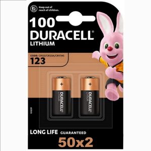 100 x Duracell 123 DL123 CR123A DL123A 3V Long Life Lithium Batteries