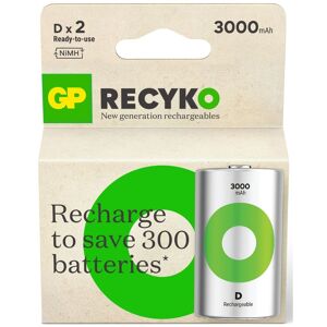 GP Batteries GP Recyko Rechargeable D Batteries 3000mAh 2-Pack