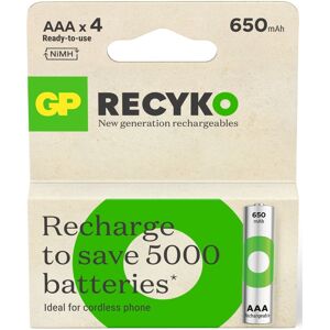 GP Batteries GP Recyko+ Rechargeable AAA Batteries NIMH 650mAh 4-Pack