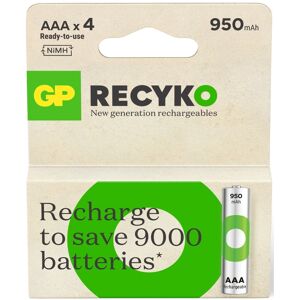 GP Batteries GP Recyko Rechargeable AAA Batteries NiMH 950mAh 4-Pack