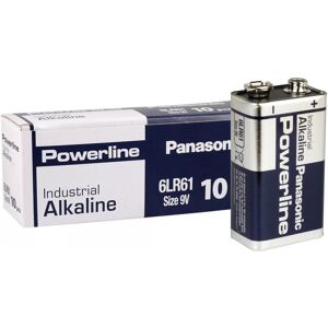 10 x Panasonic Powerline 9V 6LR61AD Industrial Alkaline Batteries