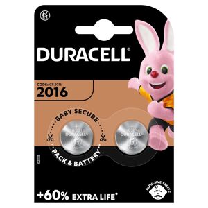 2 x Duracell CR2016 Batteries 3V Lithium Coin Cells DL2016