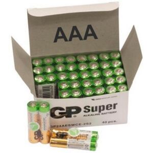 GP Batteries GP Super Alkaline AAA Batteries LR03 24A GP24A 1.5V Box of 40