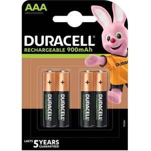 Duracell Rechargeable AAA Batteries NiMH 900mAh HR03 DX2400 4-Pack