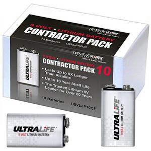 Ultralife 9V Lithium Batteries U9VL-J-P-10CP Pack of 10