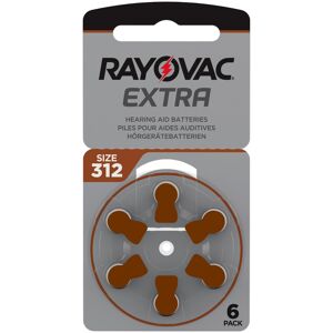 Rayovac Extra Size 312 Hearing Aid Batteries 6-Pack Brown PR41 DA312