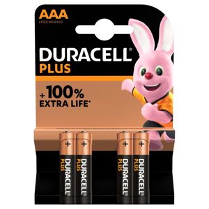 Duracell Plus AAA Batteries 100% Extra Life MN2400 LR03 1.5V 4-Pack