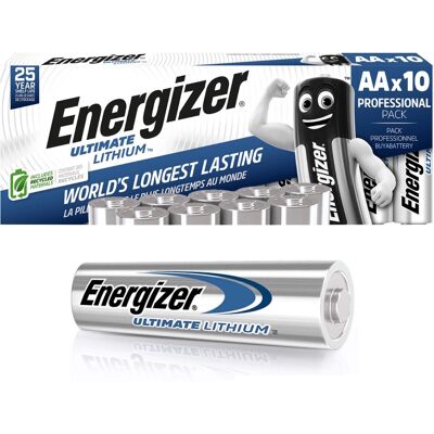 Energizer Ultimate Lithium AA Batteries L91 1.5V Bulk Pack of 10 Energizer Ultimate Lithium AA Batteries L91 1.5V Bulk Pack of 10