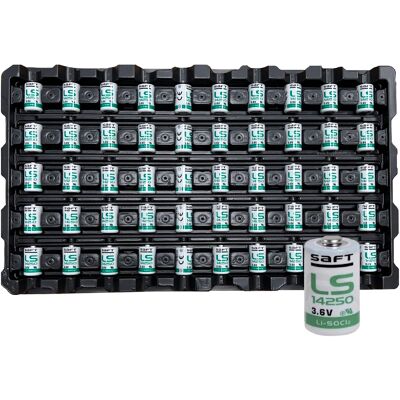 Original Saft LS14250 3.6V Li-SOCl2 Half-AA Batteries Tray of 50 Original Saft LS14250 3.6V Li-SOCl2 Half-AA Batteries Tray of 50