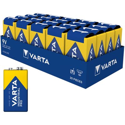 Varta Industrial Pro Alkaline 9V 4022 6LR61 Batteries (Box of 20) PP3 Varta Industrial Pro Alkaline 9V 4022 6LR61 Batteries (Box of 20) PP3