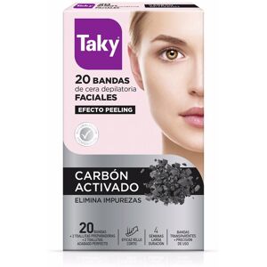 Taky Carbon Activado bandas cera faciales depilatorias 20 u