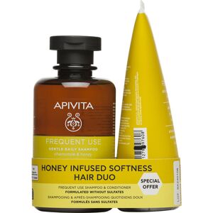 Apivita Shampoo + Conditioner For Daily Use With Chamomile And Honey Case 2 pcs