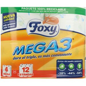 Foxy MEGA3 papel higiénico triple duración 4 rollos