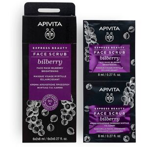 Apivita Express Beauty luminosity exfoliating cream with blueberries 2 x 8 ml