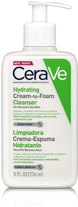 Cerave Hydrating CREAM-TO-FOAM cleanser for normal to dry skin 236 ml