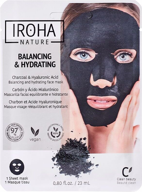 Iroha Nature Detox Charcoal Black tissue facial mask 1use 1 u