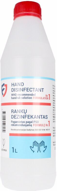 Hand Disinfectant handrub solution 80% alcohol 1000 ml