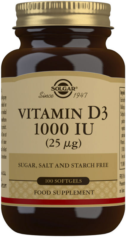 Solgar Vitamin D3 1000 Iu 25 µg soft capsules 100 u