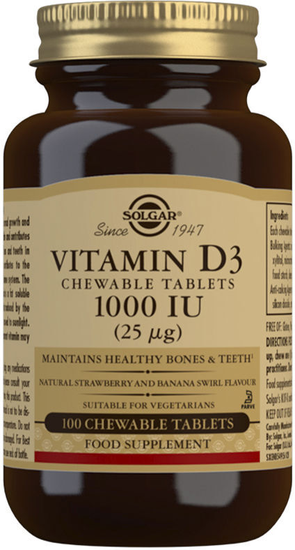 Solgar Vitamin D3 1000 Iu 25 µg chewable tablets 100 u