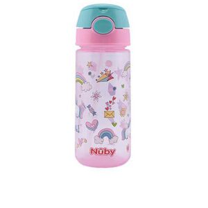 Nûby Mug with button and soft straw 3 years+ #pink 540 ml