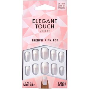 Elegant Touch French pink nails with glue square #103-M